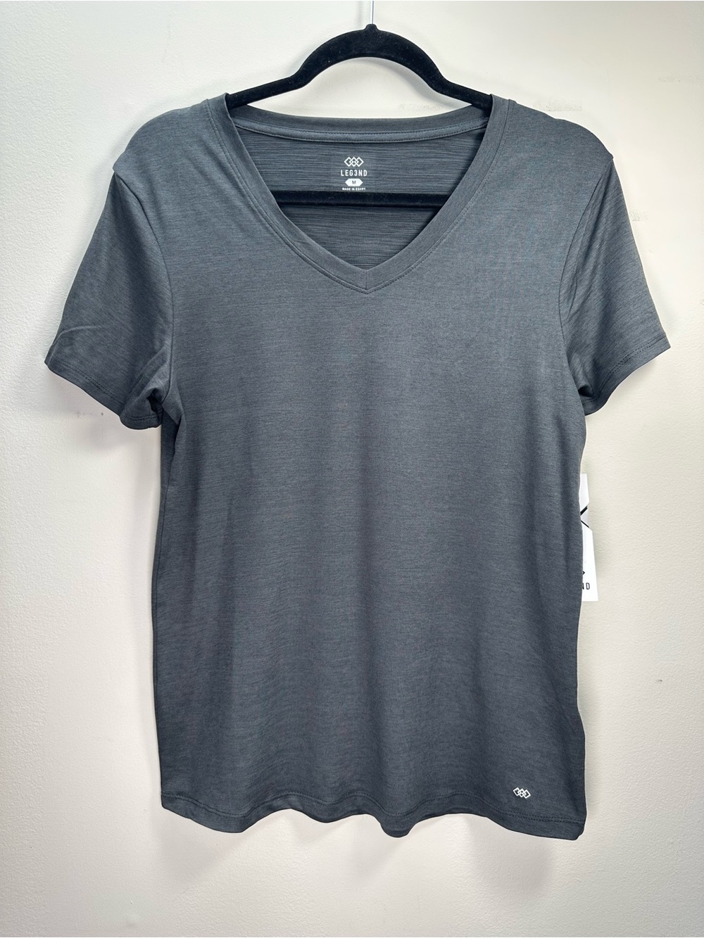 Leg3nd Legendary V-Neck Short Sleeve Tee, Black Spacedye Gray, Medium